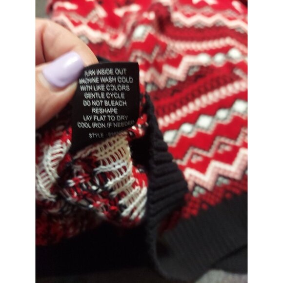 33 Degrees Boston Terrier Dog Sweater Mens XL Red Black Print Christmas Holiday - Picture 9 of 9